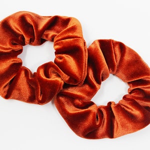 Rust Velvet Hair Scrunchie, Hair Tie, Gentle Hair Elastic, Hair Accessory, Handmade Favor/Gifts, One Hair Scrunchie image 1