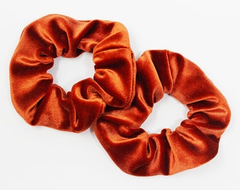 Rust Velvet Hair Scrunchie, Hair Tie, Gentle Hair Elastic, Hair Accessory, Handmade Favor/Gifts, One Hair Scrunchie