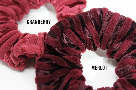 Merlot & Cranberry Stripes Hair Scrunchies, Spandex Srunchy