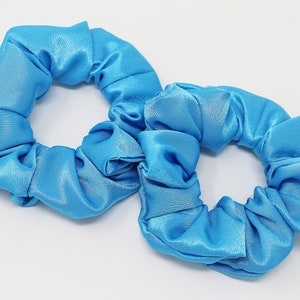 Blue Satin Hair Scrunchie, Hair Tie, Gentle Hair Elastic, Hair Accessory, Handmade Favor/Gifts, One Hair Scrunchie