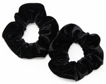 Black Velvet Hair Scrunchie, Hair Tie, Gentle Hair Elastic, Hair Accessories and Handmade Favors or Gifts, ONE Hair Scrunchie
