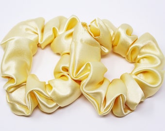 Cream Satin Hair Scrunchie, Hair Tie, Gentle Hair Elastic, Hair Accessories and Handmade Favors or Gifts, One Hair Scrunchie