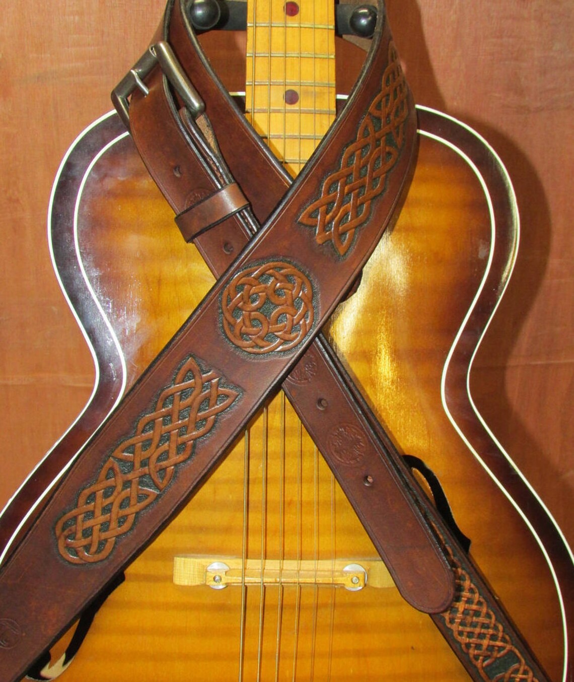 Custom Hand Tooled Leather Celtic Guitar Strap 2 1/2 Etsy