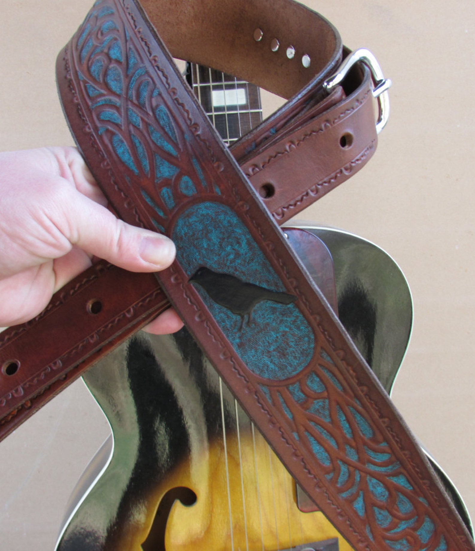 Custom Hand Tooled Leather Guitar Strap Made to Order Etsy Canada