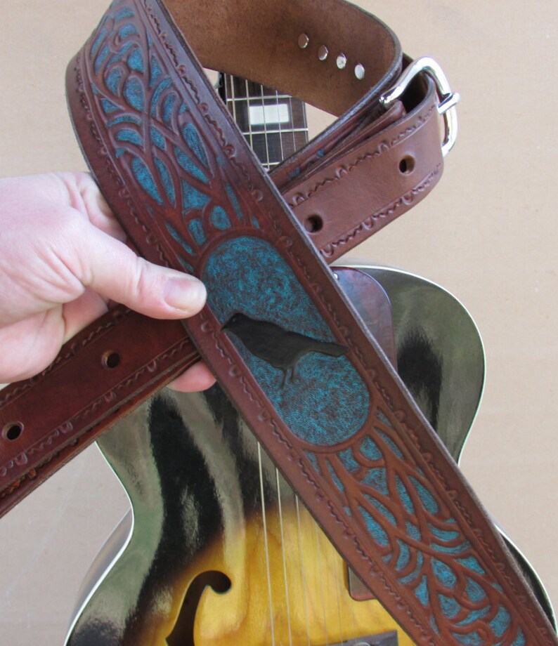 Custom Hand Tooled Leather Guitar Strap Made to Order Etsy