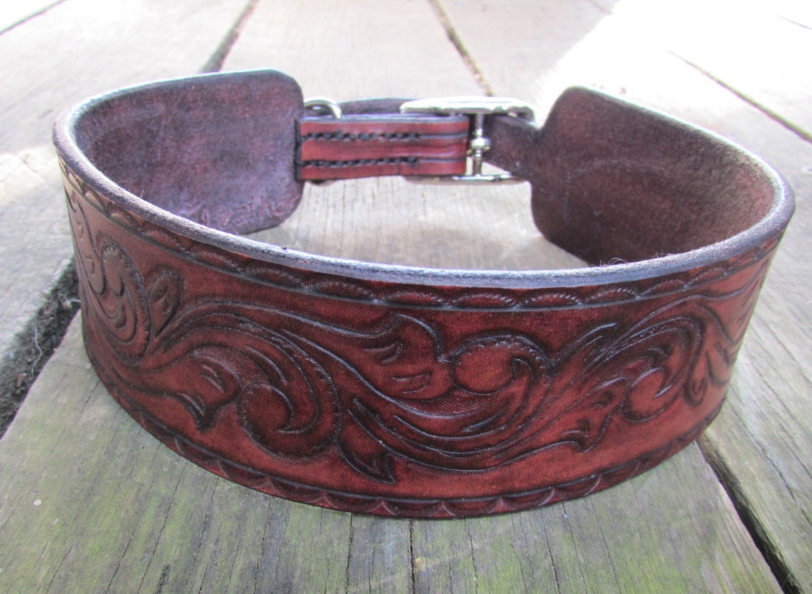 Custom Made To Order Hand Tooled Leather Dog Collars. Examples Etsy