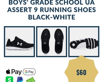 Boys' Grade School UA Assert 9 Running Shoes Black-White