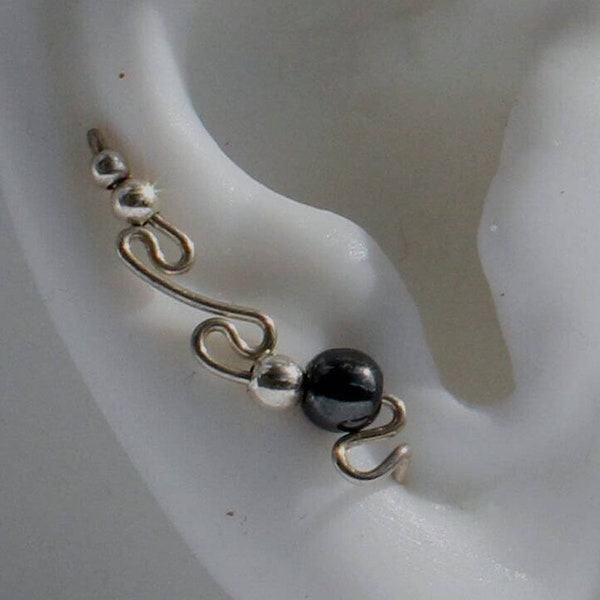 Sterling silver earrings with one  hematite gemstone