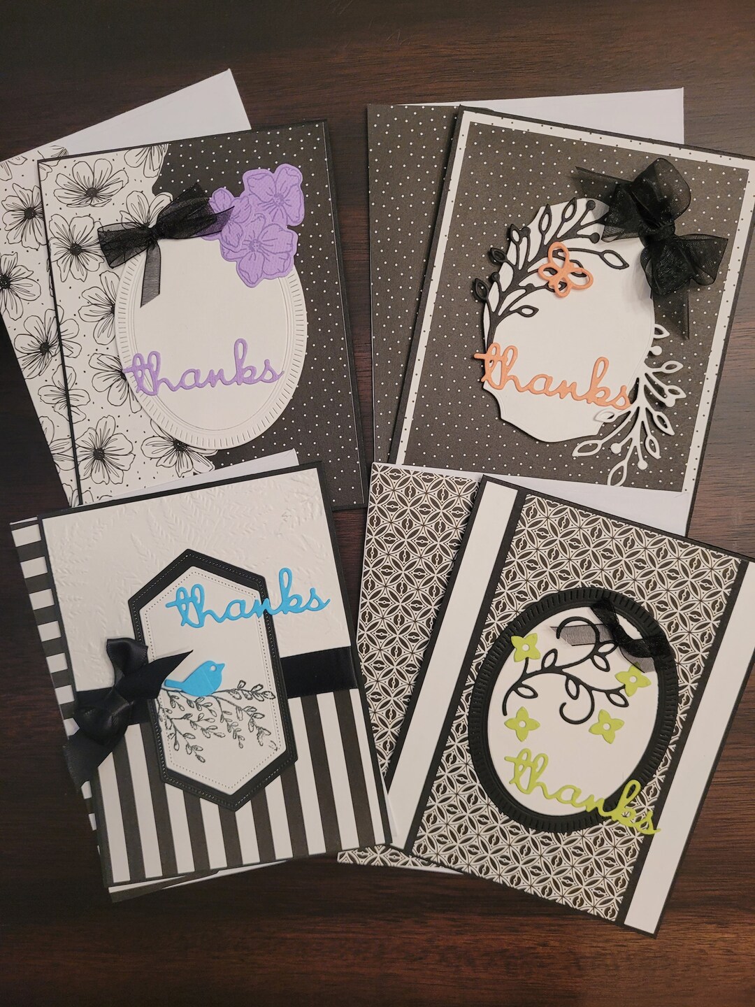 Handmade Thank You Cards - Blank Inside - Set of 4 - Black & White - Etsy