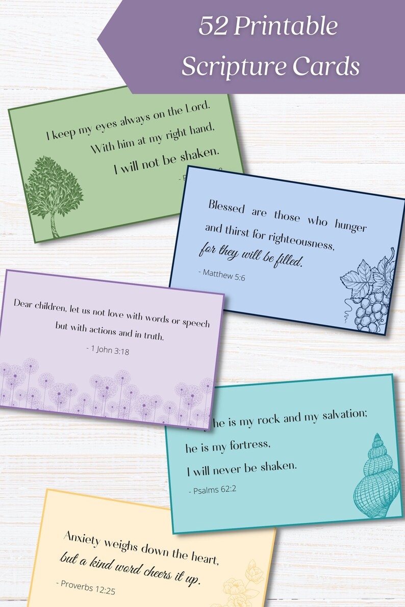Printable Bible Verse Cards Scripture Memory Prayer Cards - Etsy
