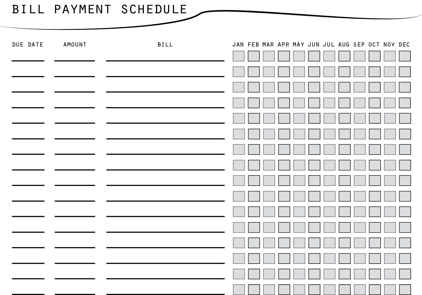 printable bill payment schedule andone brianstern co printable bill payment schedule