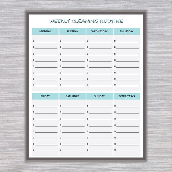 Cleaning Chart Checklist