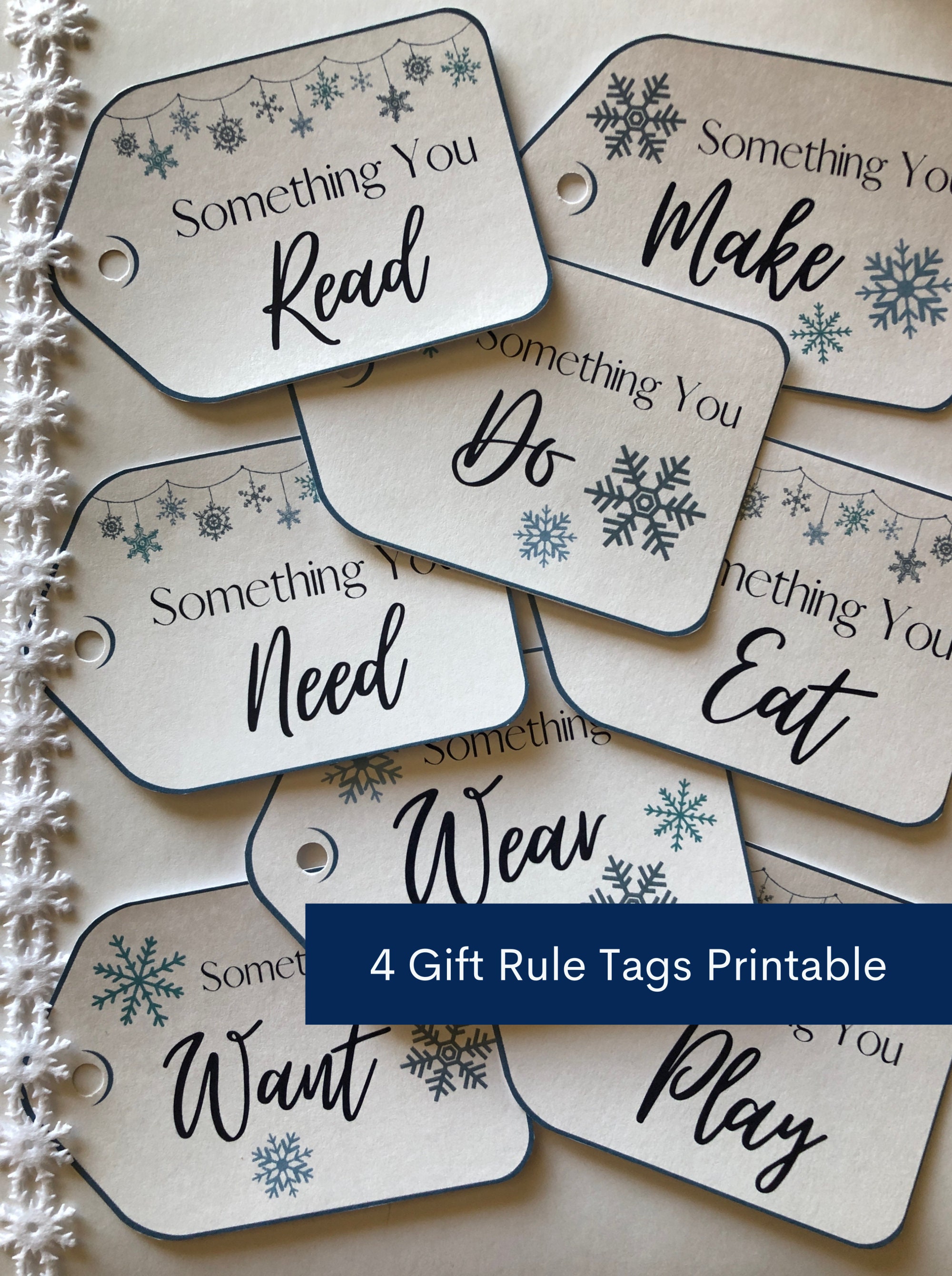 4 Gift Rule Tags, Christmas Gift Tags for Presents, Reusable Gift