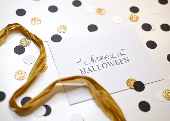 Happy Halloween Stamp | Halloween Stamp | Hand Lettered Stamp | Halloween and Bat Stamp
