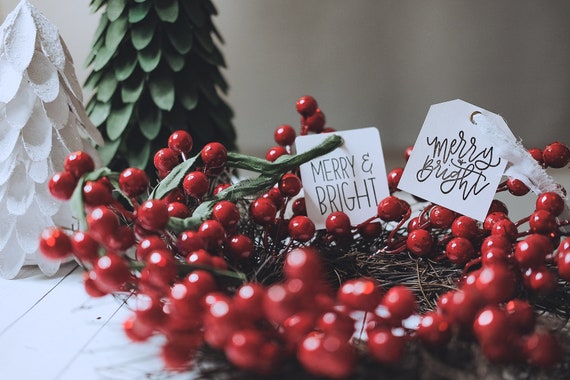 Hand Lettered Stamp | Merry & Bright Stamp | Christmas Stamp