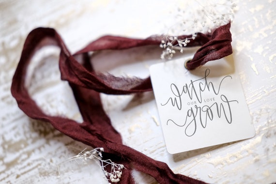 Hand Lettered Stamp | Watch our love grow stamp | Wedding and Bridal shower favor | tag stamp