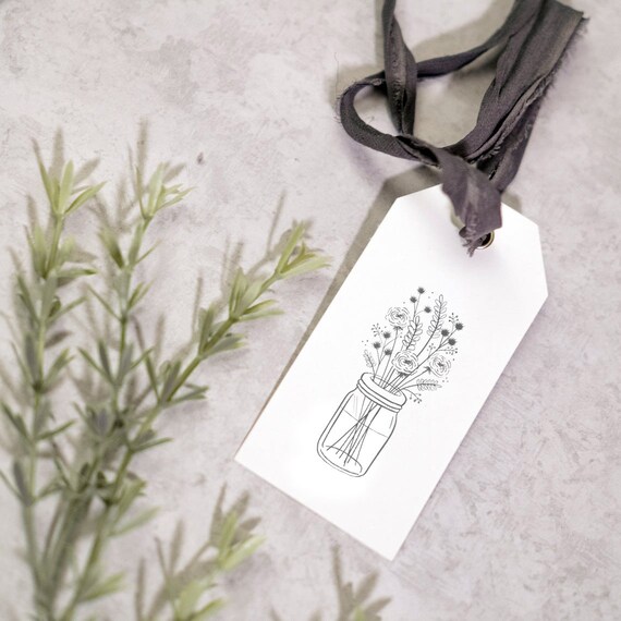 Mason Jar Bouquet Stamp | Floral Stamp | Mason Jar Stamp | Floral Bouquet on mason jar stamp