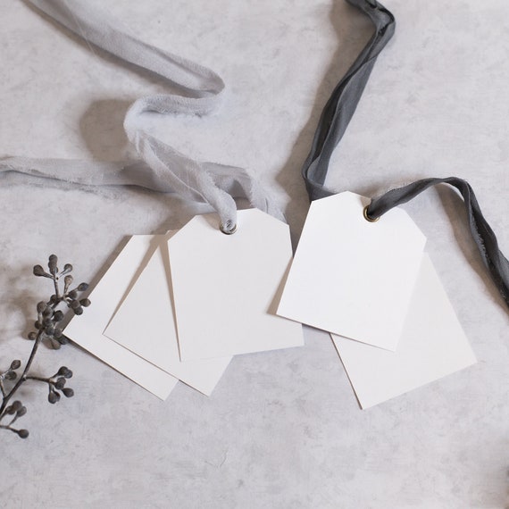 Square Edge Blank Gift Tags | Round Edge Blank Gift Tags | 2"x 2.25" tags with metal eyelet | (12count)