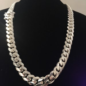 12mm,25 inch,999 pure solid silver cuban link hand made necklace.