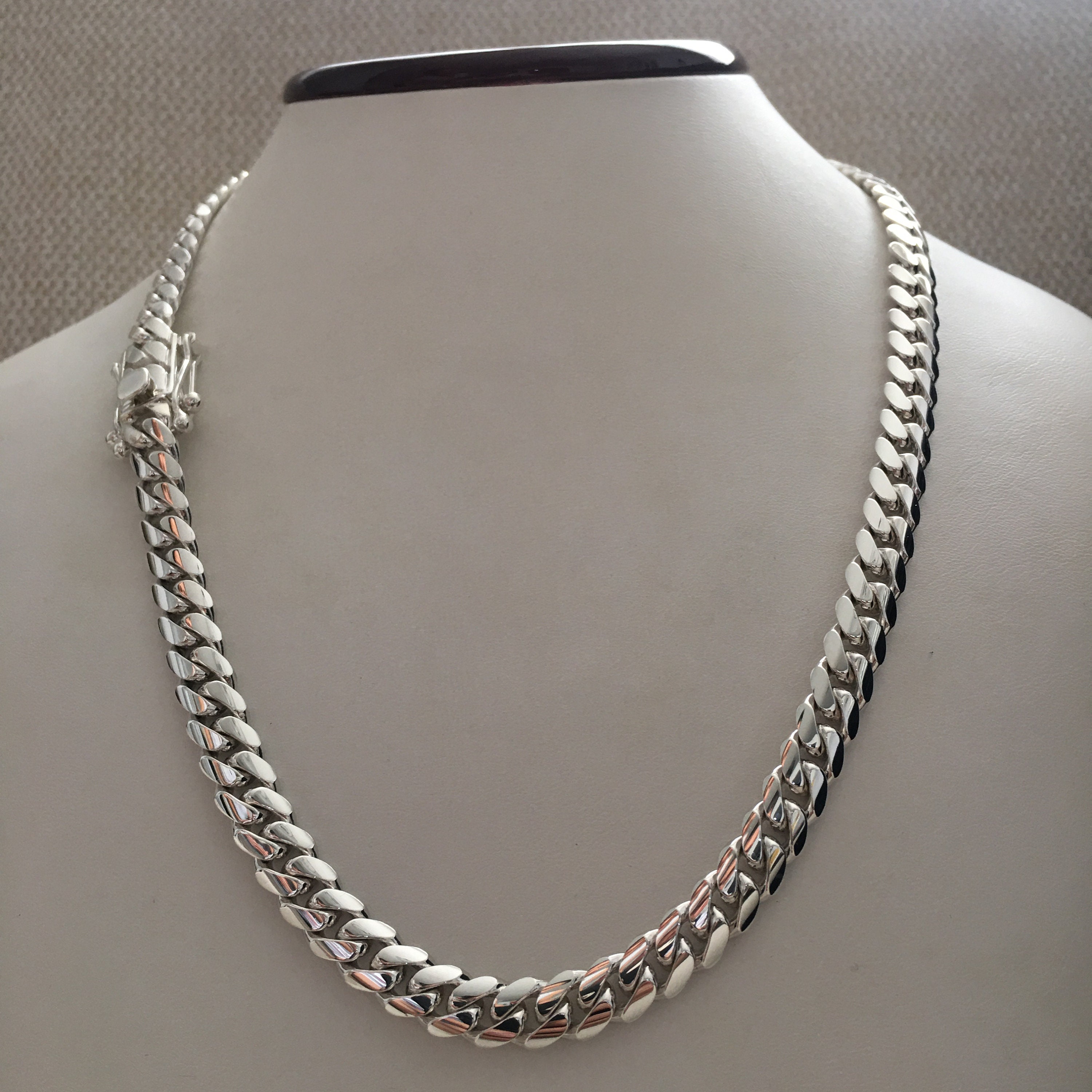 8mm 999 pure solid silver hand made cuban link chain 20in Etsy