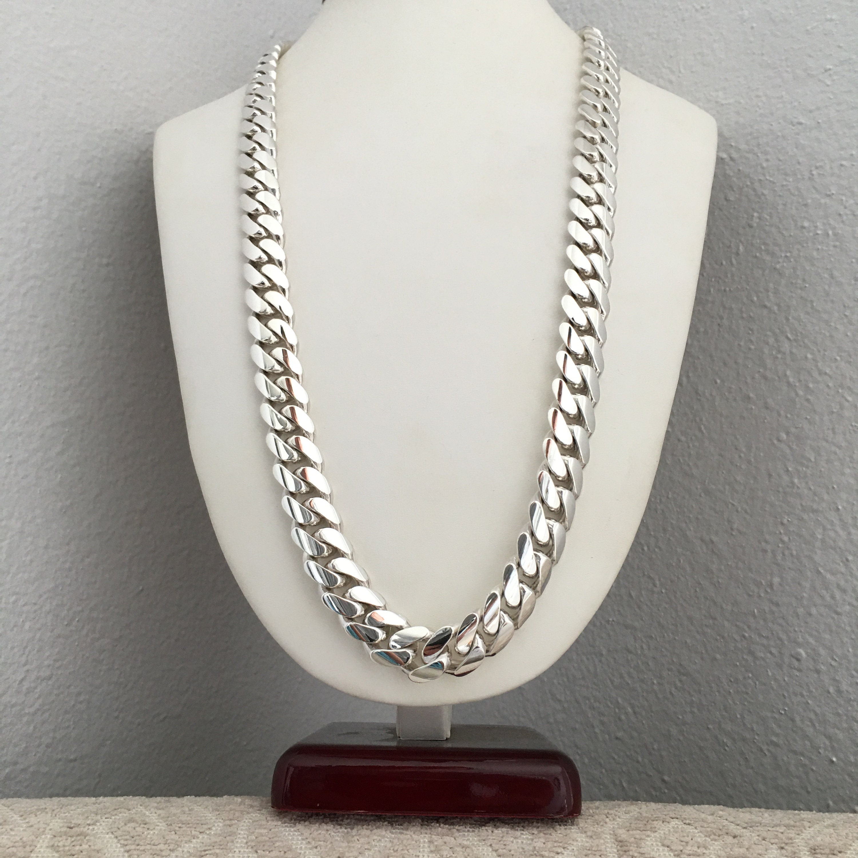 14mm 999 Pure Solid Silver 26 Inches Hand Made Cuban Link