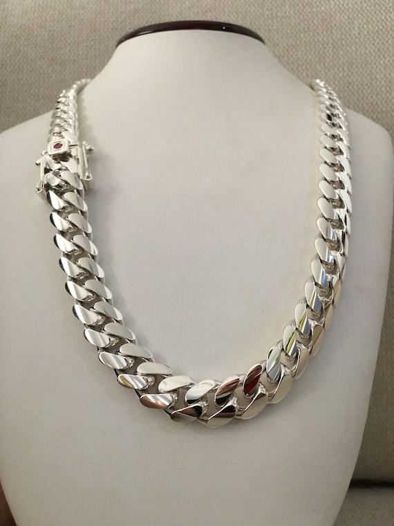 14mm 999 Pure Solid Silver Hand Made Cuban Link Chain 24inchs - Etsy
