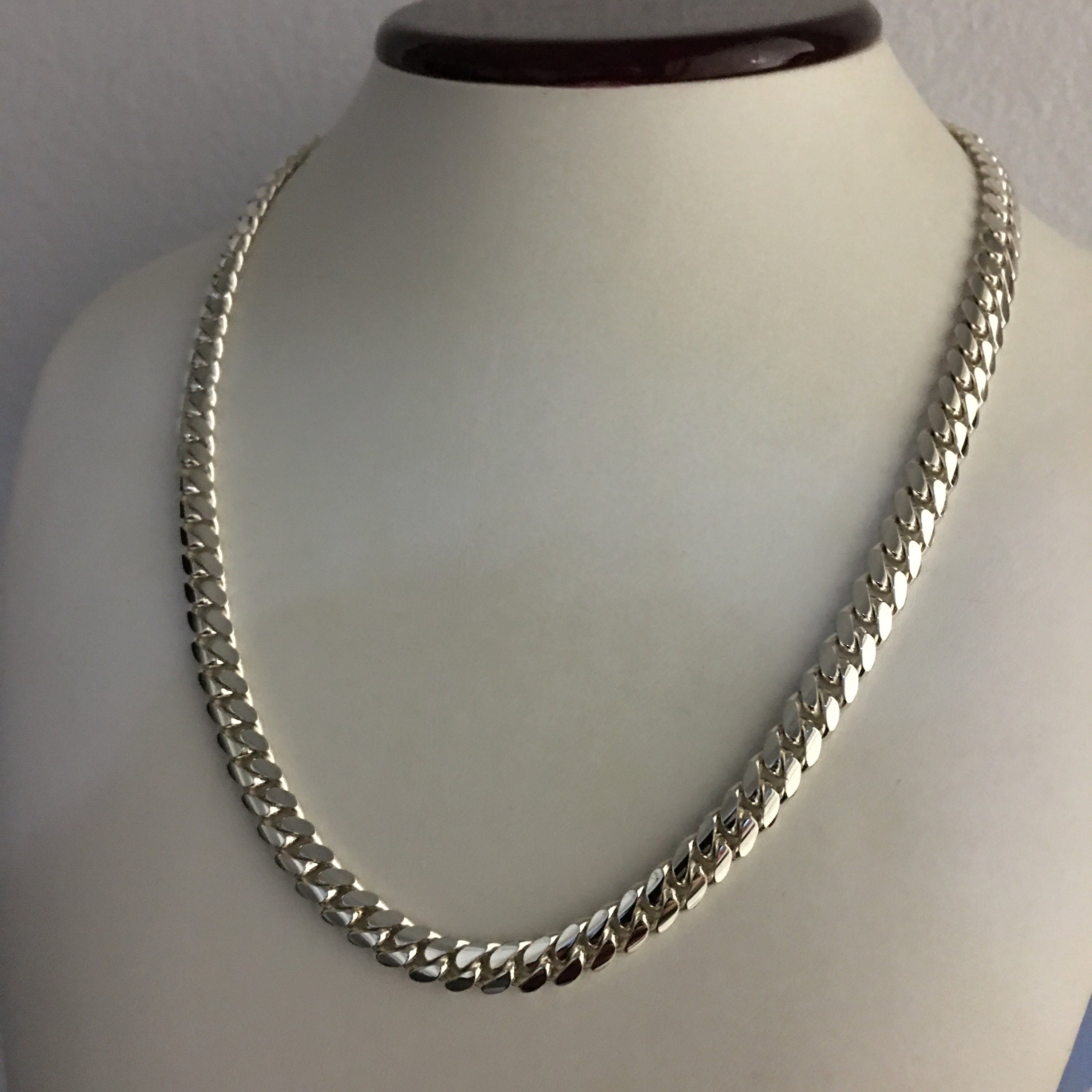7mm, 26 Inches, 999 Pure Solid Silver Hand Made Cuban Link