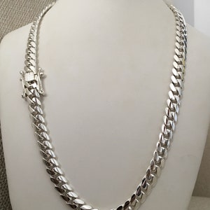 9 mm 999 puur massief zilveren handgemaakte Cubaanse schakelketting 20 inch