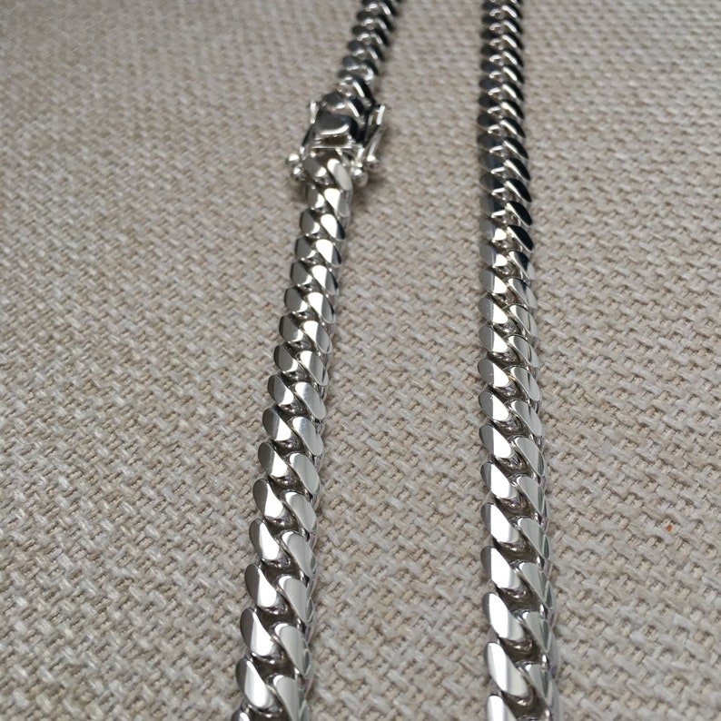 8mm 999 pure solid silver hand made cuban link chain 20in | Etsy