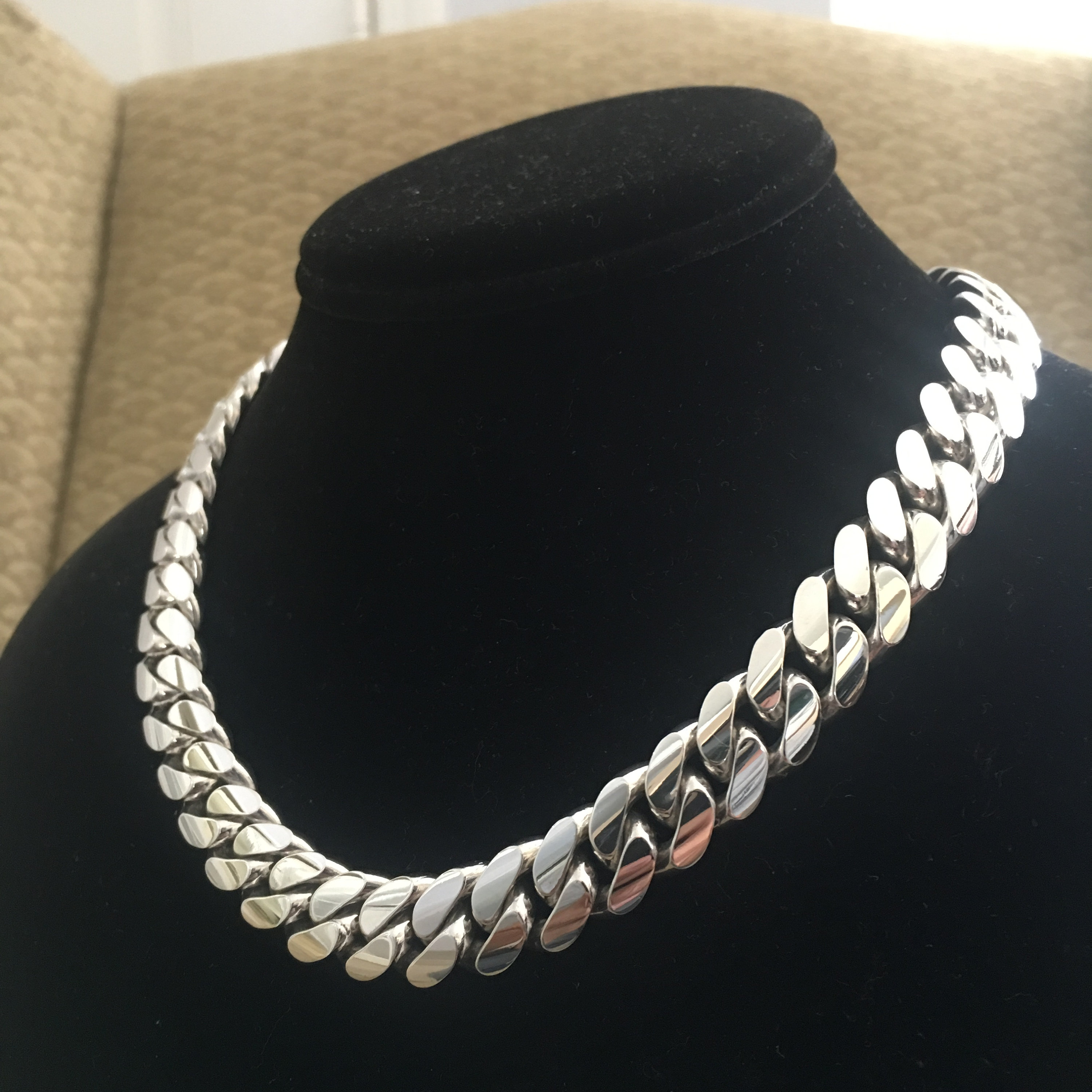 16mm 16 Inchs solid 999 Silver Cuban Link Hand Made. Etsy