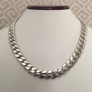 Pure solid silver 999, 12mm 20inches solid silver hand made cuban link