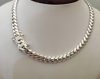 7 mm, 14 inch 999 puur massief zilveren handgemaakte Cubaanse schakelketting