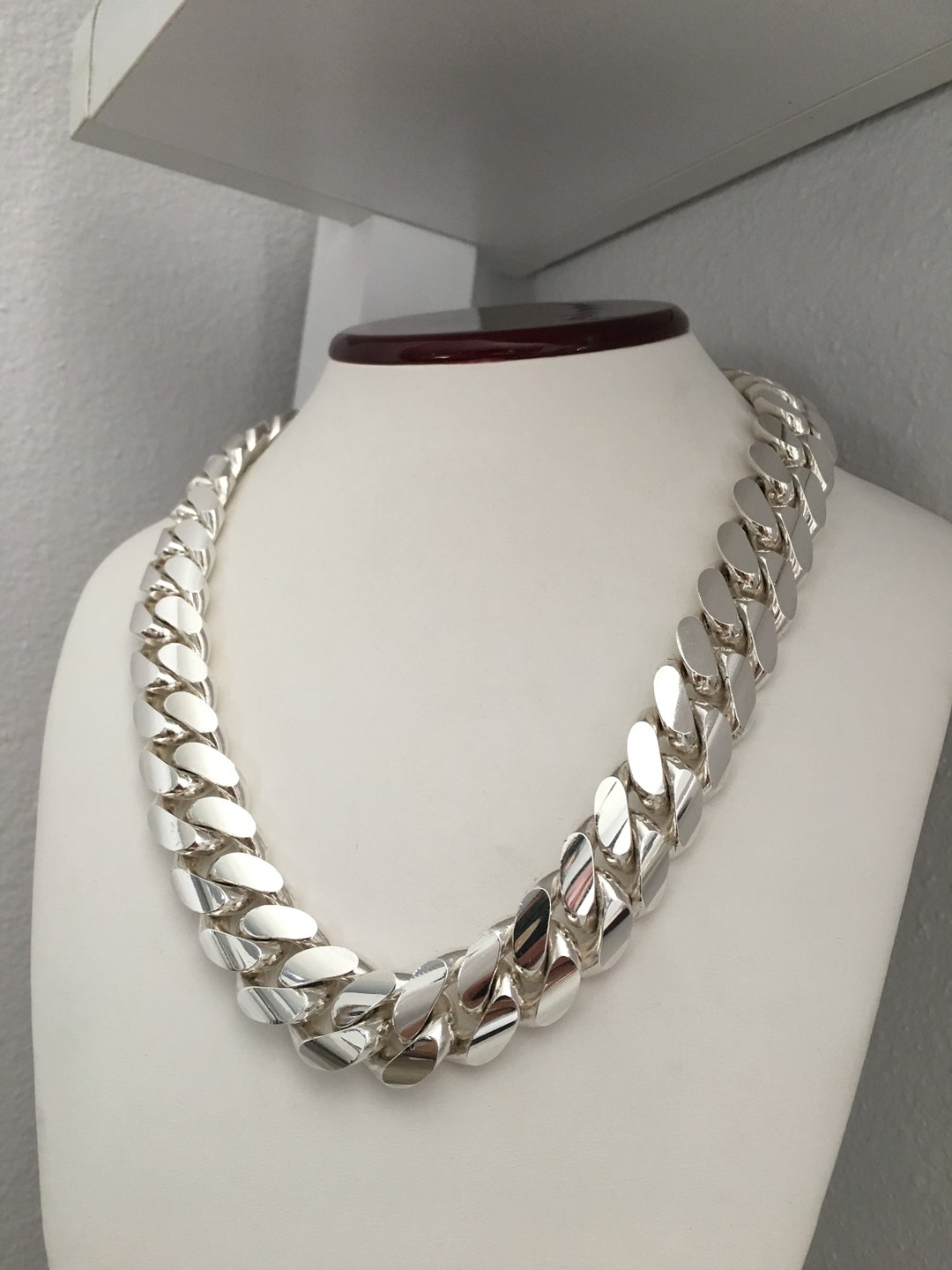 18mm 18inch Hand Made Pure Solid 999 Silver Cuban Link Necklace - Etsy