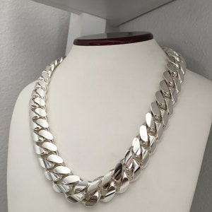 18mm 18inch hand made pure solid 999 silver Cuban link necklace