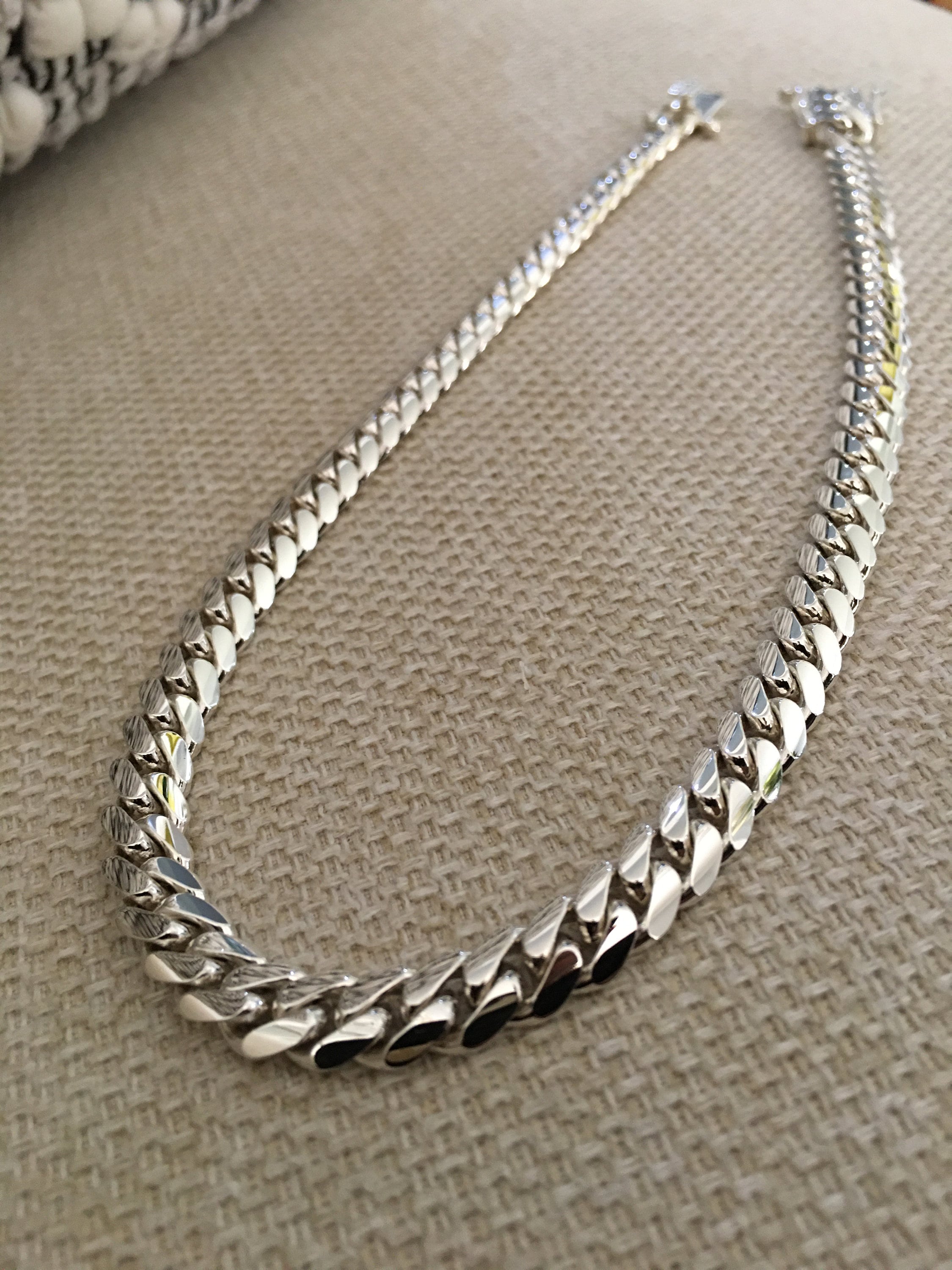 8mm15.5inch 999 pure solid silver hand made cuban link chain Etsy