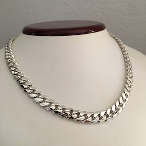 8mm,16 inch 999 pure solid silver hand made cuban link chain