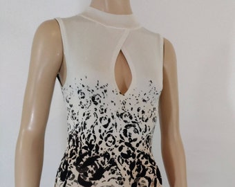 Vintage BEBE Sweater Dress, Animal Print Skirt, Size S Petite