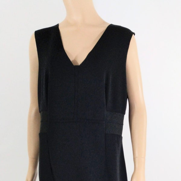 Black Dress Women's Black Dress Modern Sleeveless Zipper V Neck Thick Stretchy Fabric Lux Like New Condition Vintage by WORTHINGTON Size XL