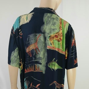 Plus Size Dress Women&#39;s Dress 80&#39;s 90&#39;s Short Sleeve 100% Rayon Slits Colorful Animals Fish Cats Like New Vintage by JESSICA HOWARD Size 20p
