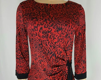Red Dress Black Animal Print Stretchy Size M