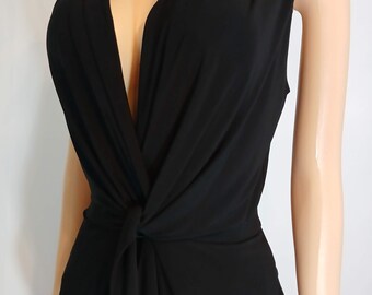 Vintage Black Jumpsuit, Sleeveless V Neck, LIZ CLAIBORNE, Size M