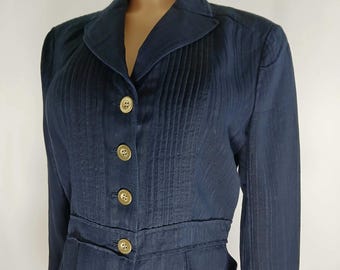 Women's Blue Blazer Classic 3/4 Sleeve Like New Condition Size 10
