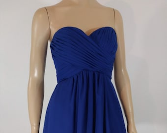 Woman's Strapless Dress Sweetheart Crossover Neckline Gorgeous Cocktail Lace Up Bustierre Satin Lining Like New Condition Vintage Size S