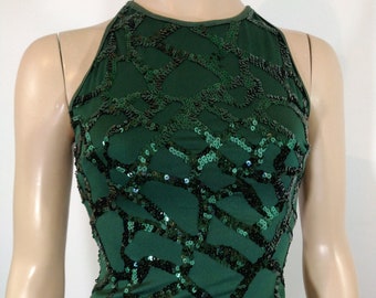 black and green dress formal One shoudler Dark Green Sequin Floor length Prom Dresses main image 0