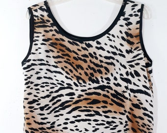 Plus Size Tank Top Women's 80's 90's Shirt Black White Animal