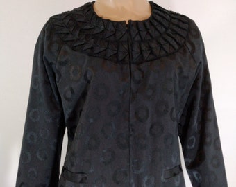 Embossed Polka Dot Quilted Jacket, Cleopatra Neckline, Size M