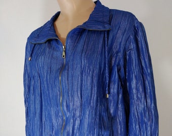 Vintage Iridescent Blue Jacket - LARK LANE, Size L Petite