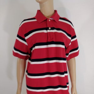 Vintage Oscar de la Renta Polo Shirt, Red Striped Cotton, Men&#39;s Size L