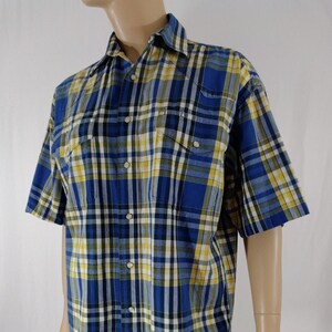 Men&#39;s Shirt WRANGLER Plaid Shirt Western Shirt Blue Classic Pearlized Snaps Excellent Like New Condition Vintage by WRANGLER WESTERN Size M