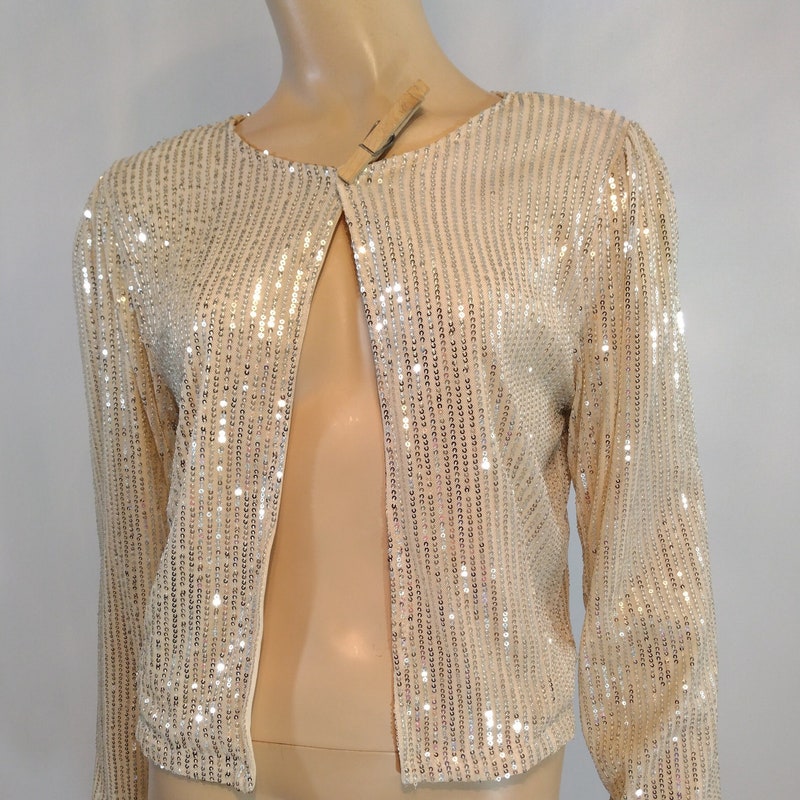 Sequinned Beaded High-Neck Loose Long Sleeves Jacket